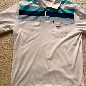 Nike Blue and White Polo Shirt with Athletic Stripes